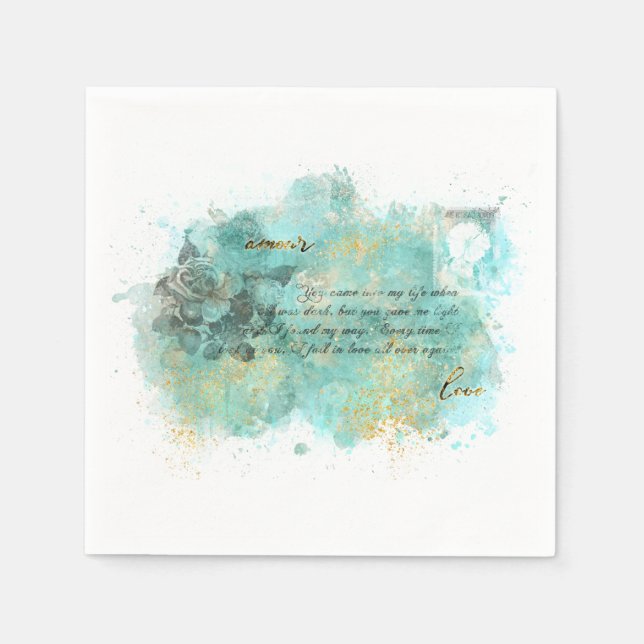 Guardanapo De Papel Vintage Love Letter Napkins (Frente)