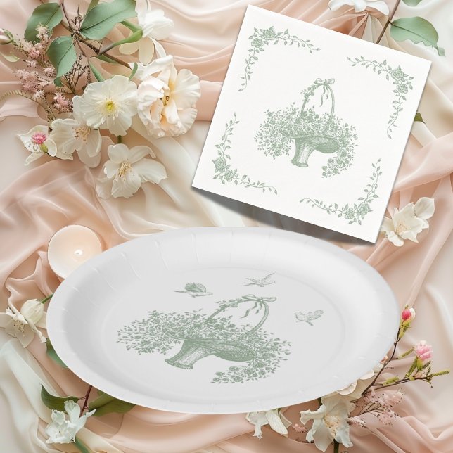 Guardanapo De Papel Vintage Mão Desenhada Verde Elegante (Criador carregado)