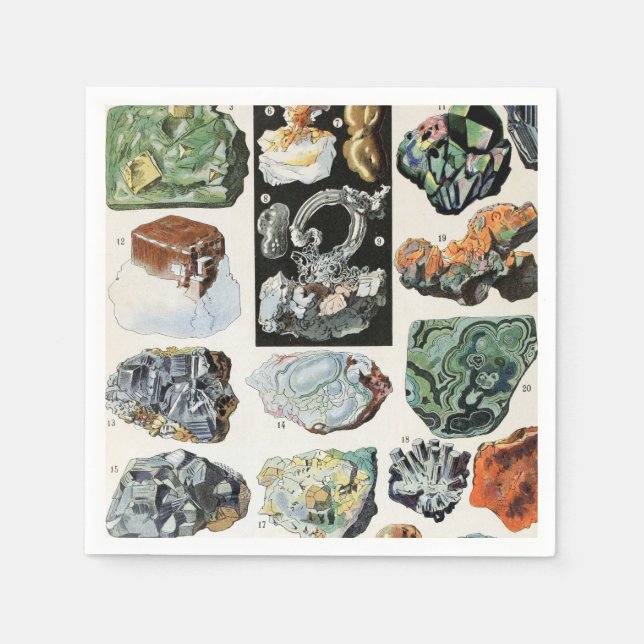 Guardanapo De Papel Vintage Minerals Rocks Geology (Frente)