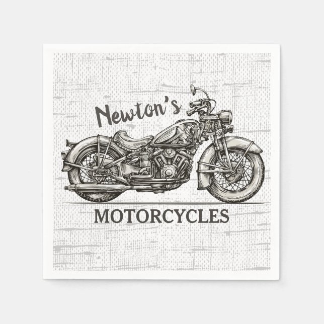 Guardanapo De Papel Vintage Motocicleta Personalizado NAME Garage (Frente)