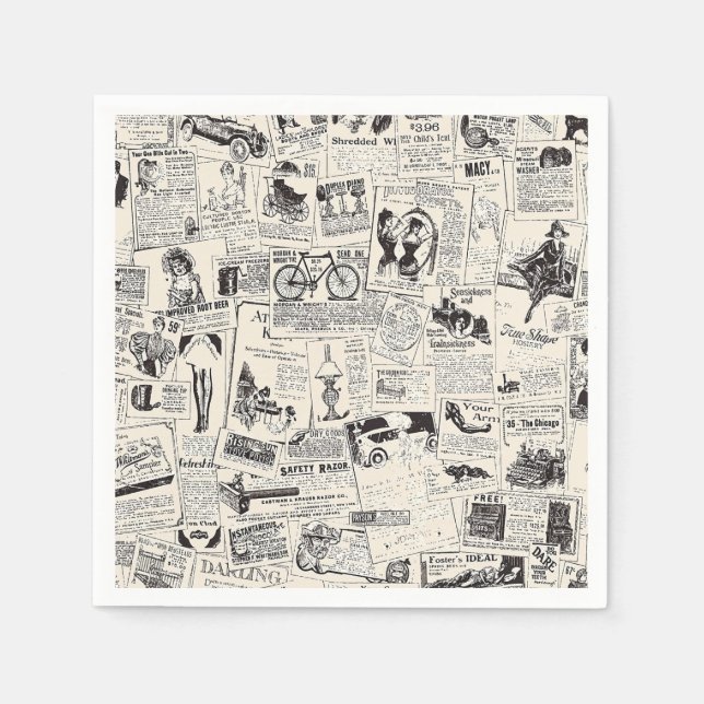 Guardanapo De Papel Vintage Newspaper   (Frente)