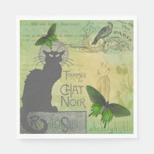 Guardanapo De Papel Vintage Paris Tour pelo Chat Noir Collage