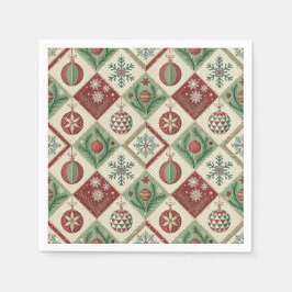 Guardanapo De Papel Vintage Patchwork Quilted Christmas Pattern