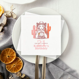 Guardanapo De Papel Vintage Pink Cowgirl Disco 21st Birthday Party