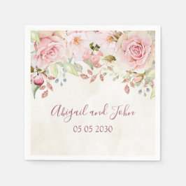 Guardanapo De Papel Vintage Pink Floral Spring Wedding Napkin