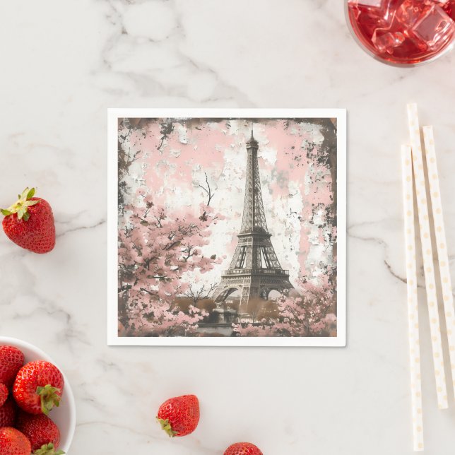 Guardanapo De Papel Vintage Pink Paris Patterno (Insitu)