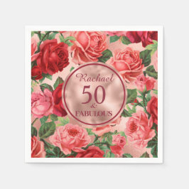 Guardanapo De Papel Vintage Pink Rosa vermelha 50 e Fabuloso Aniversár