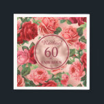 Guardanapo De Papel Vintage Pink Rosa vermelha 60 e Fabuloso Aniversár<br><div class="desc">Chic, Elegante, Vintage, Rosa, Vermelho violeta pálido, rosa floral 60º guardanapo de aniversário Um belo design romântico, feminino, um elegante vintage, cor-de-rosa floral, rosas vermelhas violetas pálidas com padrão de folhas verdes no falso design de ouro 60º guardanapo Festa de aniversário, você pode personalizar sua sexagésima festa de festa de...</div>