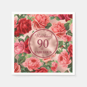 Guardanapo De Papel Vintage Pink Rosa vermelha 90 e Fabuloso Aniversá