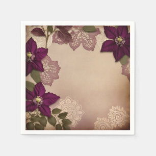 Guardanapo De Papel Vintage Plum Clematis