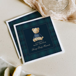 Guardanapo De Papel Vintage Polo Bear Tartan Baby Shower