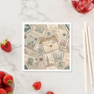Guardanapo De Papel Vintage Postage Stamps Napkins