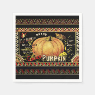 Guardanapo De Papel Vintage Pumpkin Label Art Butterfly Marca