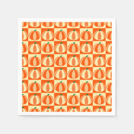 Guardanapo De Papel Vintage Pumpkin Orange Tartan Xadrez Ação de Graça