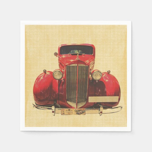 Guardanapo De Papel Vintage Red Car Decoupage (Frente)