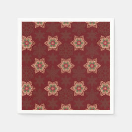 Guardanapo De Papel Vintage Red Christmas Holly Celtic Star Patterno