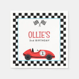Guardanapo De Papel Vintage Red Race Car Dois Aniversário Rápido