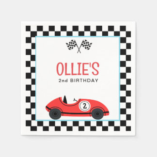 Guardanapo De Papel Vintage Red Race Car Dois Aniversário Rápido