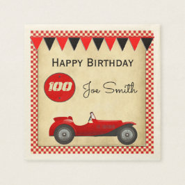Guardanapo De Papel Vintage red race car e flags 100 anos