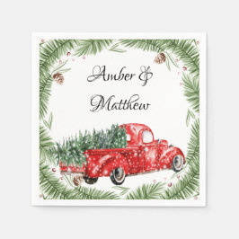Guardanapo De Papel Vintage Red Truck Snow Casamento de Natal Napkins