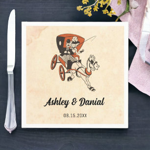 Guardanapo De Papel Vintage Retro Bride Groom Divertido Casamento Russ