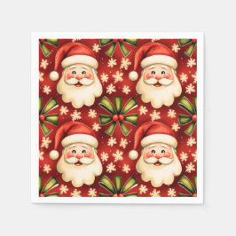 Guardanapo De Papel Vintage Retro Natal Papai Noel e Arcos