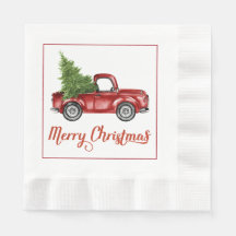 Vintage Retro Red Truck Papel de Natal Napkins