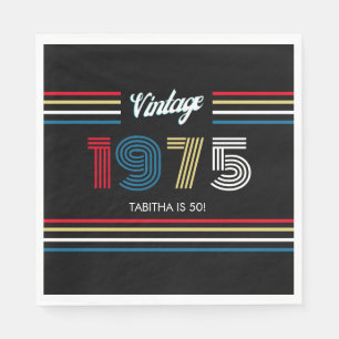 Guardanapo De Papel Vintage Retro Stripe 1975 Cores Primárias