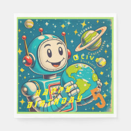 Guardanapo De Papel Vintage Robot na Space Science Curiosity Discovery