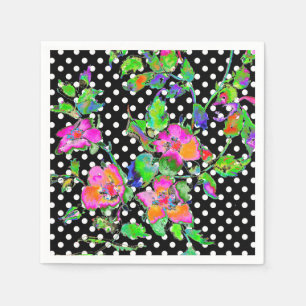 Guardanapo De Papel Vintage Rosa Rosa preto/polca-pontos brancos