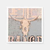 Vintage Rustic Bull Skull Cinza Beige Western