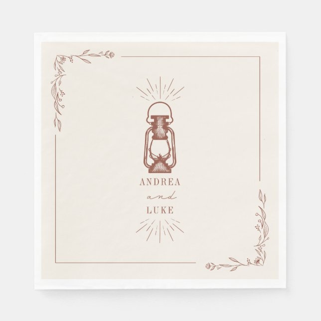 Guardanapo De Papel Vintage Rustic Lantern Terracotta Wedding (Frente)