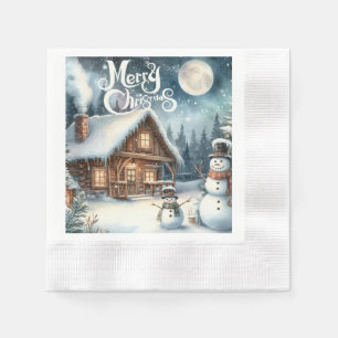 Guardanapo De Papel Vintage/Rustic/Snowman/Natal