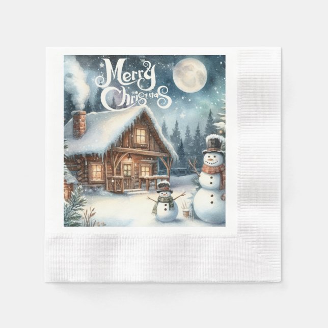 Guardanapo De Papel Vintage/Rustic/Snowman/Natal (Frente)