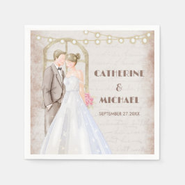 Guardanapo De Papel Vintage Rustic Watercolor Lights Romântica String