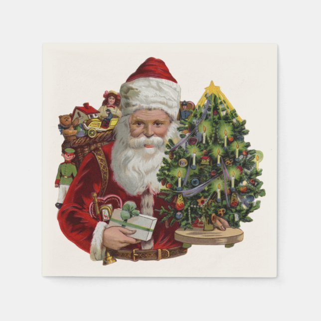 Guardanapo De Papel Vintage Santa Claus Janta Napkins (Frente)