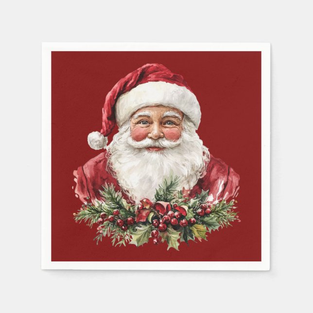 Guardanapo De Papel Vintage Santa Claus Red Christmas  (Frente)