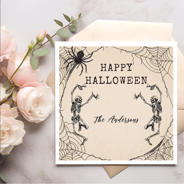Guardanapo De Papel Vintage Skeletons Spider Halloween (Criador carregado)
