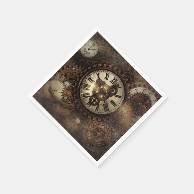 Guardanapo De Papel Vintage Steampunk Clocks (Canto)