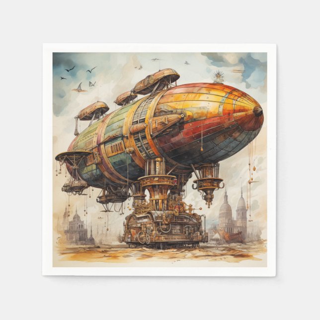 Guardanapo De Papel Vintage Steampunk Zeppelin (1) (Frente)