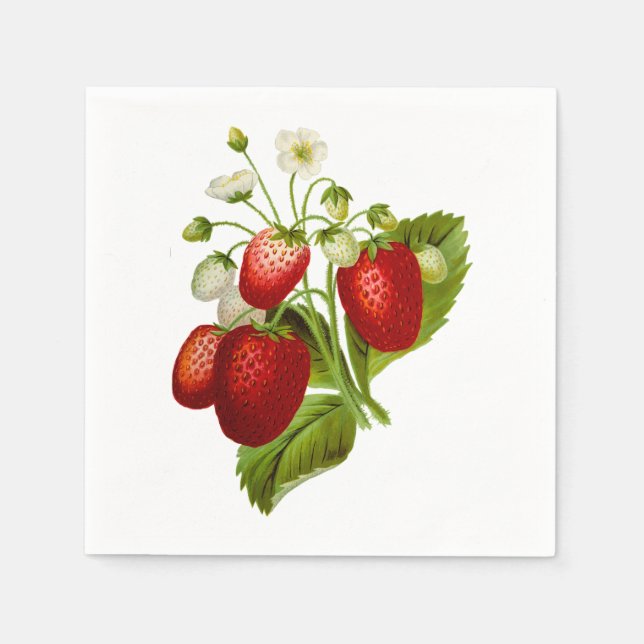 Guardanapo De Papel Vintage Strawberry. (Frente)