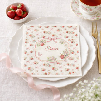 Guardanapo De Papel Vintage Strawberry Floral Seamless cottagecore