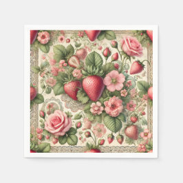 Guardanapo De Papel Vintage Strawberry primeiro aniversario Party