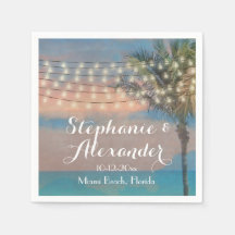 Vintage String Lights Sunset Beach Weding