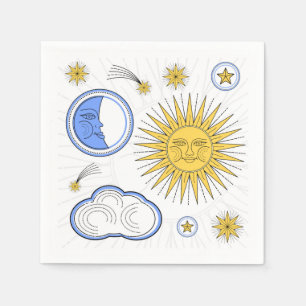 Guardanapo De Papel Vintage Sun e Moon