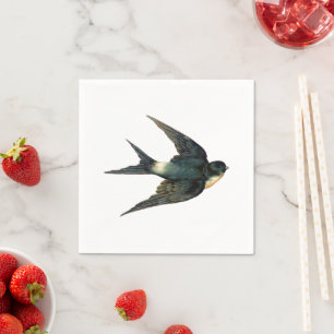 Guardanapo De Papel Vintage Swallow Bird Illustration Party