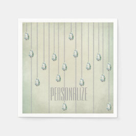 Guardanapo De Papel Vintage teal rhinestone joia victoriana elegante