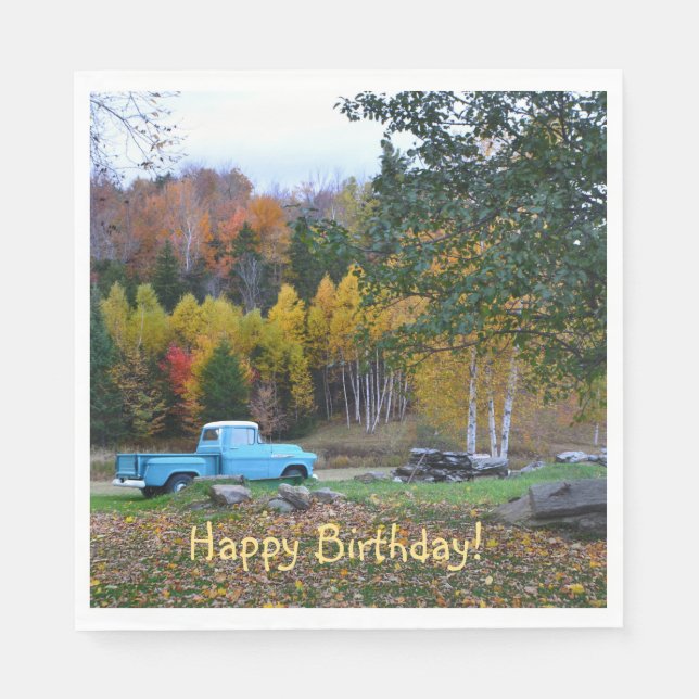 Guardanapo De Papel Vintage Truck Happy Birday (Frente)