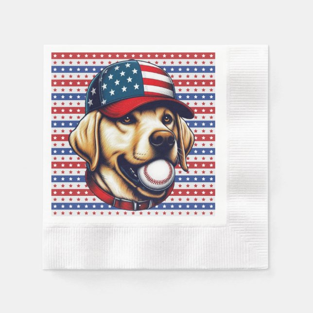 Guardanapo De Papel Vintage, USA baseball Labrador (Frente)