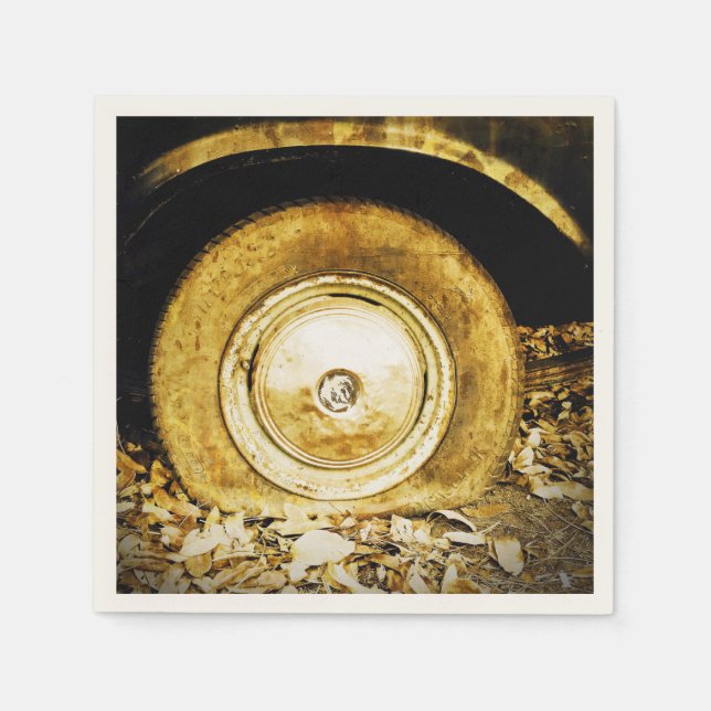 Guardanapo De Papel Vintage Velha Roda De Carro Clássico (Frente)